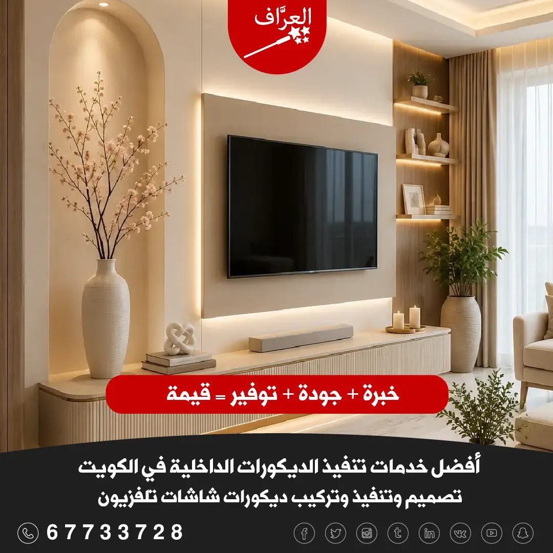أشكال الإضاءة المخفية في ديكورات شاشات تلفزيون الجهراء من العراف