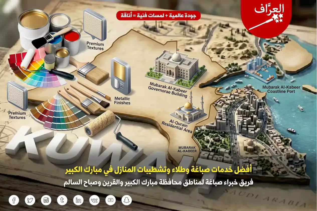 تغطية جميع مناطق مبارك الكبير من فني معلم صبغ مبارك الكبير ومعلم صباغ ممتاز العدان