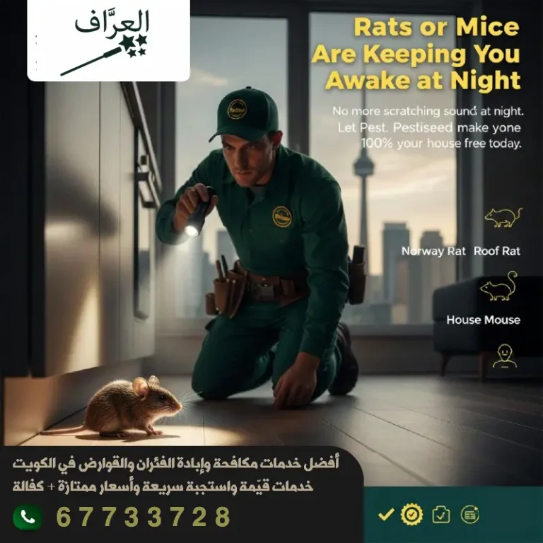 مكافحة الفئران والقوارض في الكويت مع كفالة سنة من العراف