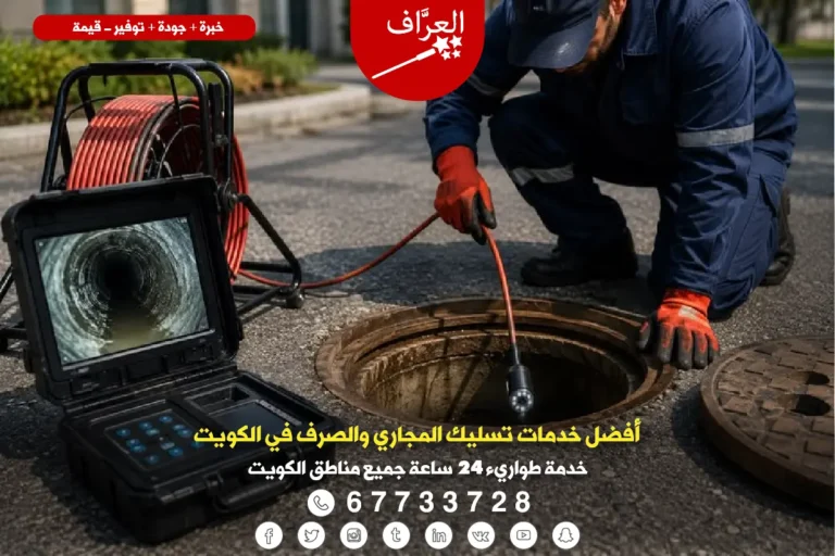 تسليك مجاري صرف صحي الكويت - كاميرا تفتيش المجاري – جهاز كشف انسداد الصرف الصحي بالكمبيوتر