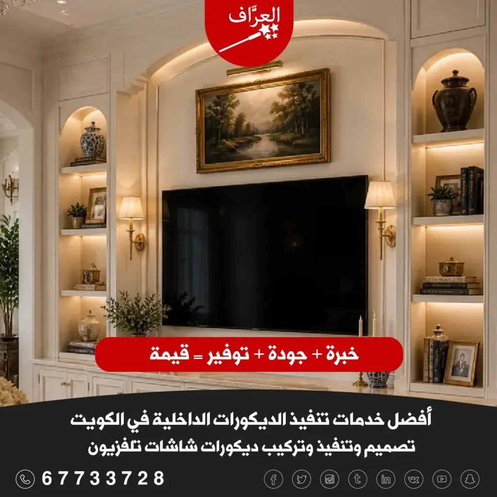 ديكورات شاشات تلفزيون كلاسيكية فخمة – تركيب ديكورات شاشات تلفزيون الكويت 2027