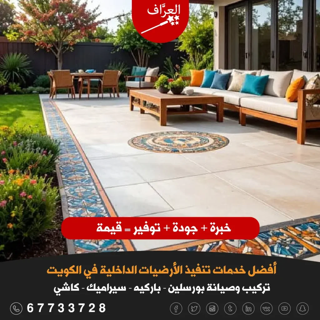  معلم بلاط كاشي الكويت يركب بلاط أرضيات في فيلا
