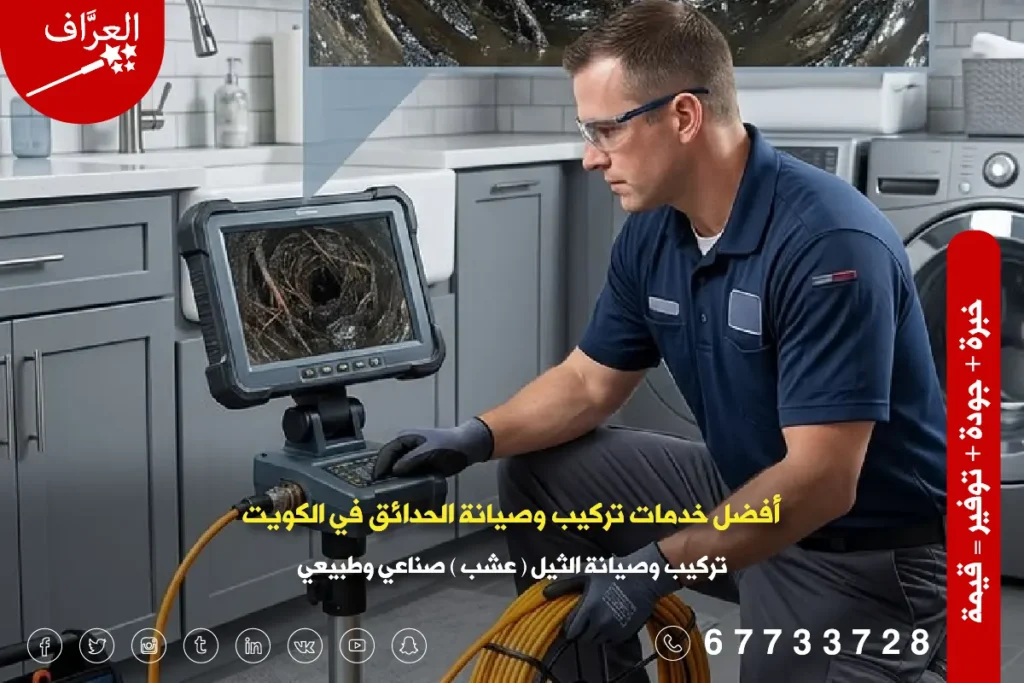 فحص شبكات الصرف الصحي بالكاميرا الذكية لتحديد مكان الانسداد في الجهراء - تسليك مجاري الجهراء