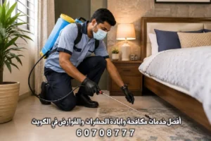 فريق مكافحة حشرات الأحمدي أثناء الفحص